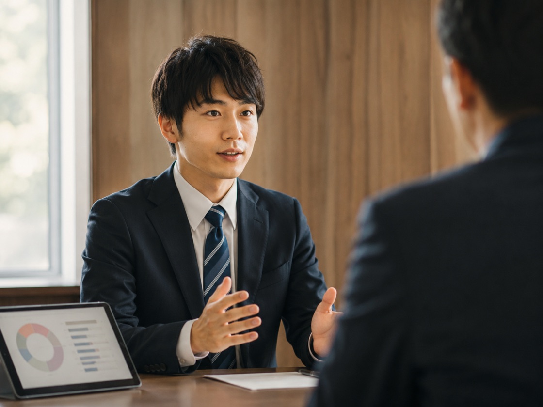 実務経験をもとに面接で話す学生
